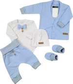 Bavlněná sada, body, kalhoty, motýlek a čepice Elegant Boy 5D, Kazum, modrá/bílá, vel. 68 (3-6m)