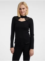Čierny dámsky ľahký sveter s čipkou ORSAY