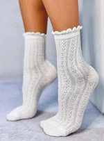 Socken mit Strickmuster 01 Ecru