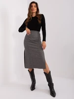 Black and grey women's midi skirt