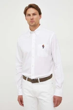 Košile Polo Ralph Lauren bílá barva, regular, s límečkem button-down