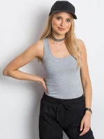 Blouse basic boxer shorts melange light gray