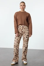 Trendyol Multicolored Animal Leopard Print Brown High Waist Wide Leg Jeans