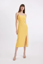 DEFACTO Linen Blend Strappy Maxi Dress