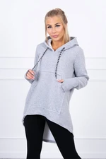 Insulated sweatshirt with a longer back and a gray hood