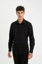 DEFACTO Modern Fit Polo Collar Crinkle Long Sleeve Shirt