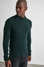 Trendyol Green Unisex Half Turtleneck Cotton Plain Knit Sweater