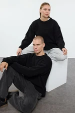 Trendyol Black Oversize Couple/Double Crew Neck Plain Knitwear Sweater