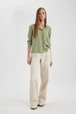 DEFACTO Wide Leg Normal Waist Standard Size Gabardine Trousers