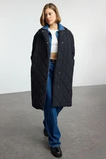 Trendyol Black Oversize Belted Long Quilted Puffer Coat