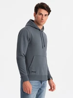 Ombre BASIC men's cotton kangaroo hooded sweatshirt - graphite