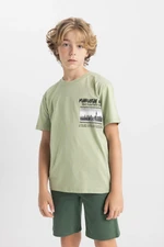 DEFACTO Boy's Crew Neck Printed Short Sleeve T-Shirt