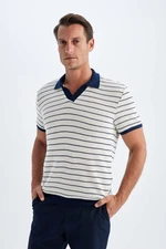 DEFACTO Regular Fit Striped Knitwear Short Sleeve Polo T-Shirt