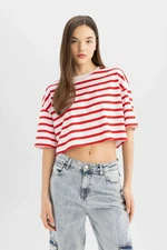 DEFACTO Cool Fitted Striped Short Sleeve T-Shirt