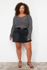 Trendyol Curve Anthracite Mini Denim Short Skirt