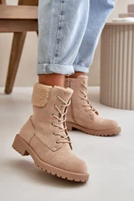 Women's insulated ankle boots Workery with zip beige Mivael