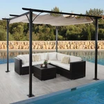 Pergola so sťahovacou strechou 3,5x3,5 m Dekorhome Krémová