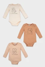 DEFACTO Baby Boy Newborn Envelope Collar Printed Ribbed Camisole 3-Piece Long Sleeve Snap Bodysuit