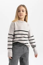 DEFACTO Girl Striped Crew Neck Knitwear Sweater