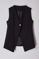 Trendyol Black Regular V-Neck Button Detailed Vest