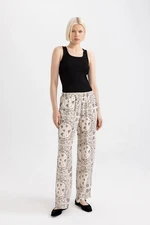 DEFACTO Fall In Love Regular Fit Paisley Patterned Viscose Beach Trousers