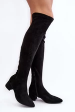 Women's over-the-knee boots with low heels black Maidna