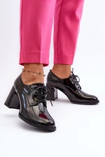 Černé dámské lakované boty na vysokém podpatku Nelione