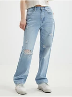 Light blue womens straight fit jeans with torn effect ONLY D - Women