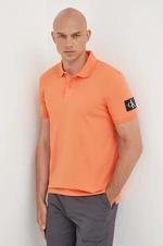 Bavlněné polo tričko Calvin Klein Jeans oranžová barva, J30J323394