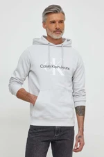 Bavlněná mikina Calvin Klein Jeans pánská, černá barva, s kapucí, s potiskem, J30J320805