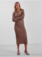 Light Brown Ribbed Sweater Mididress Pieces Kylie - Women