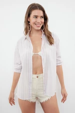 Trendyol Lilac Striped 100% Cotton Shirt