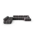 Ciemnoszara aksamitna sofa 379 cm Bellis – Micadoni Home