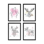 Plakaty w ramie zestaw 4 szt. 24x29 cm Geometric Animals – Wallity