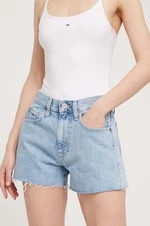 Džínové šortky Tommy Jeans dámské, hladké, high waist, DW0DW17644