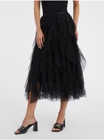 Čierna dámska midi sukňa s volánmi ORSAY