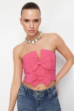 Trendyol Pink Crop Bow Detailed Woven Bustier