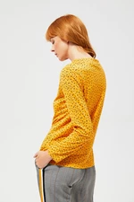 Floral blouse with a neckline - yellow
