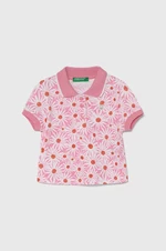 Dětské polo tričko United Colors of Benetton růžová barva, s límečkem