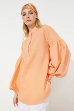 Trendyol Orange Balloon Sleeve Seeerly Woven Tunic