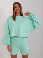 Mint two-piece tracksuit with oversize sweatshirt