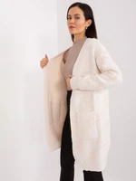 Light beige women's cardigan with viscose