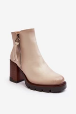 Women's leather ankle boots Beige Brittney