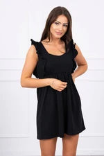 Dress with ruffles on the sides black