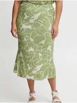 White-green women's patterned midi skirt Fransa