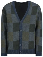 Trendyol Men's Indigo Regular Fit V Neck Plaid Patterned Knitwear Cardigan