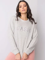 Women's Light Grey Melange Cotton Sweatshirt