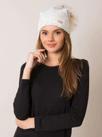 Women's cap RUE PARIS Ecru with pompom