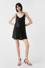 Koton Strapless Satin Plunging Collar in a Mini Dress