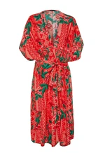 Trendyol Maxi Woven Kimono & Kaftan with Floral Pattern Belt